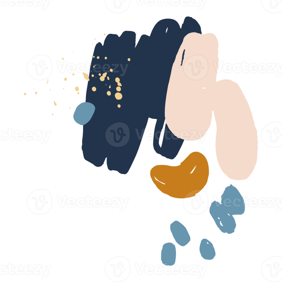 ornement de coup de pinceau abstrait dans le thème vintage. composition d'un trait simple pour l'espace de copie et l'élément de conception. ensemble d'éléments de design minimaliste png