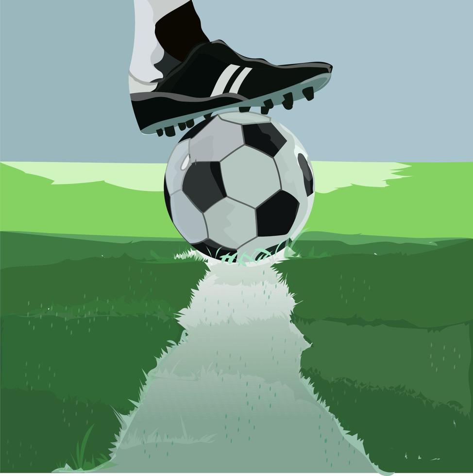 soccer players prepare to kick the ball during the game vector