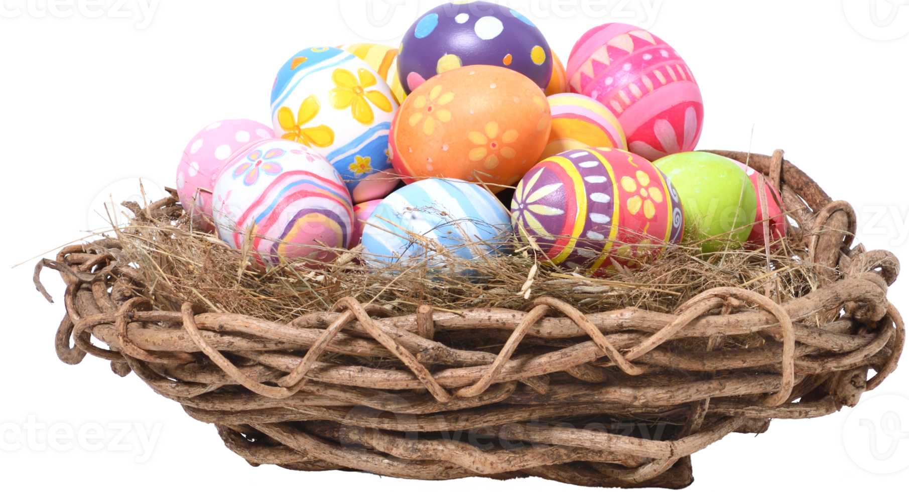 Happy Easter day eggs in nest png