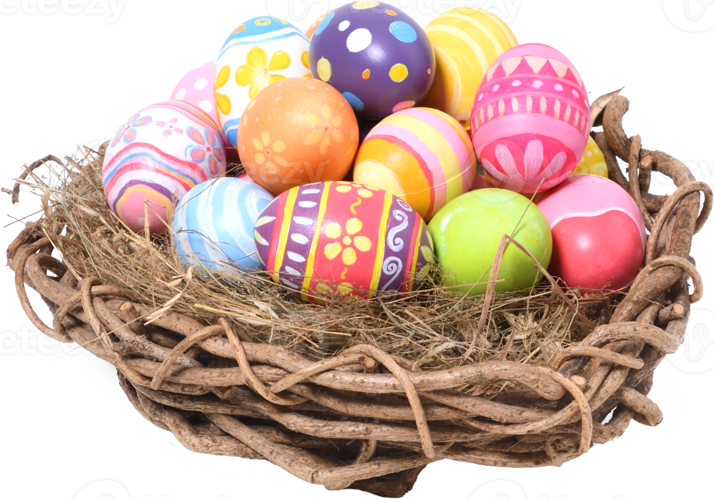 Happy Easter day eggs in nest png