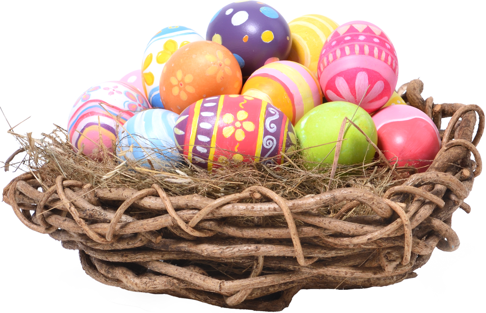 Happy Easter day eggs in nest 14466554 PNG