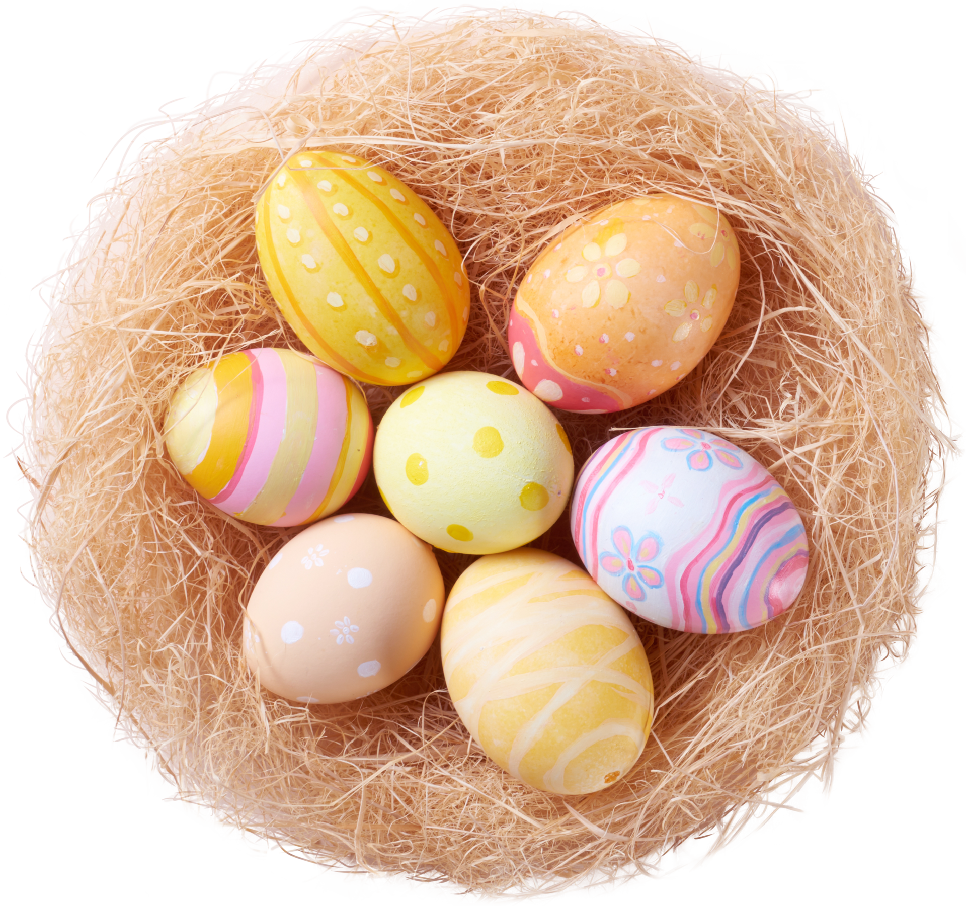 Happy Easter day eggs in nest 14466554 PNG