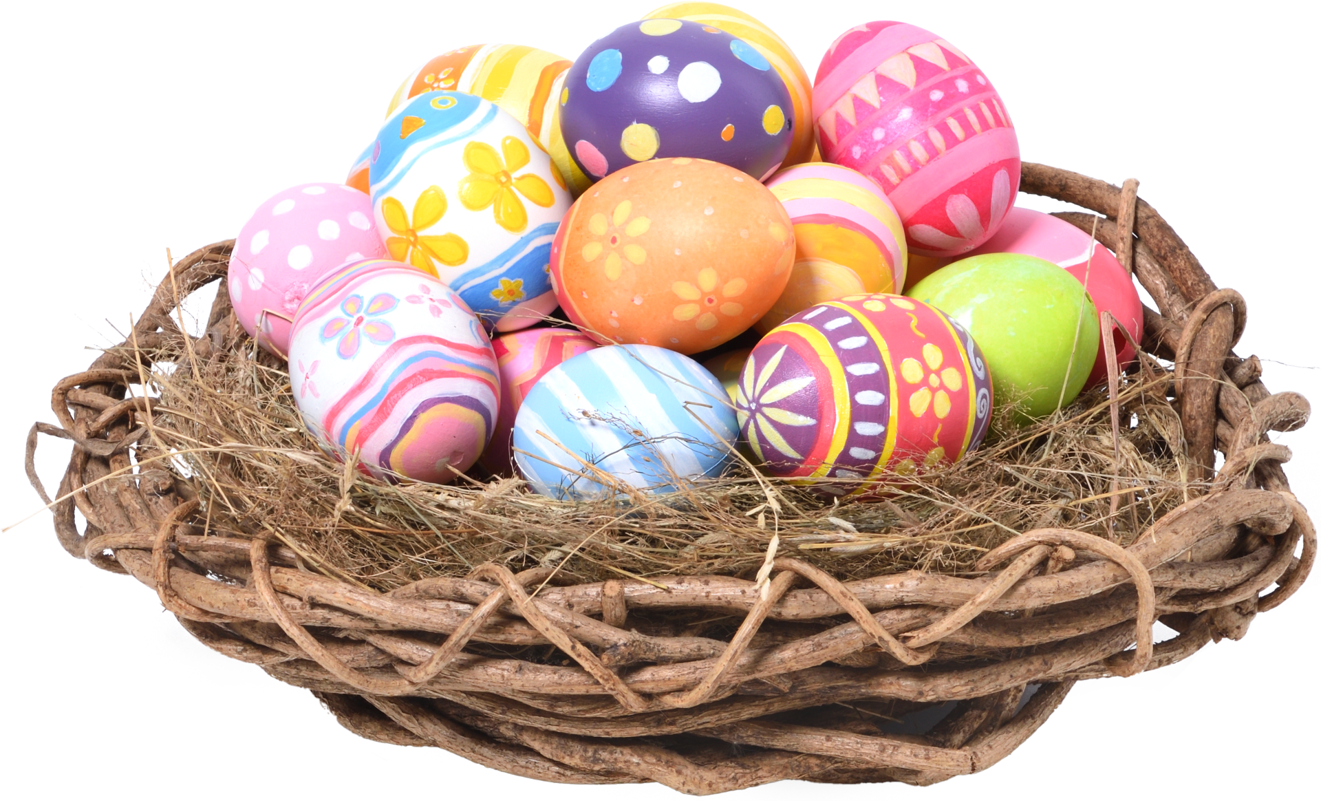 Happy Easter day eggs in nest 14466544 PNG