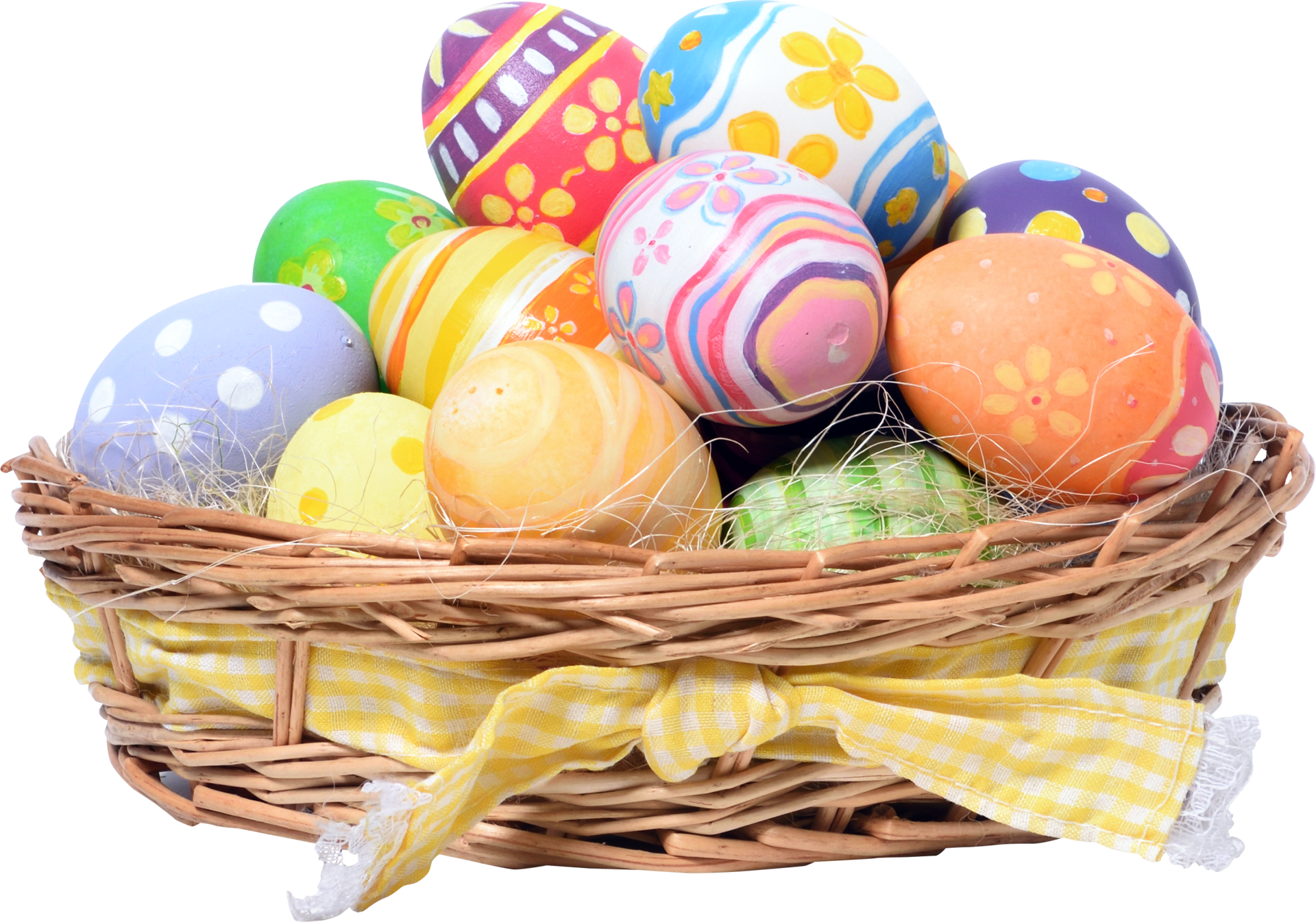 Happy Easter day colorful eggs in basket 14466558 PNG