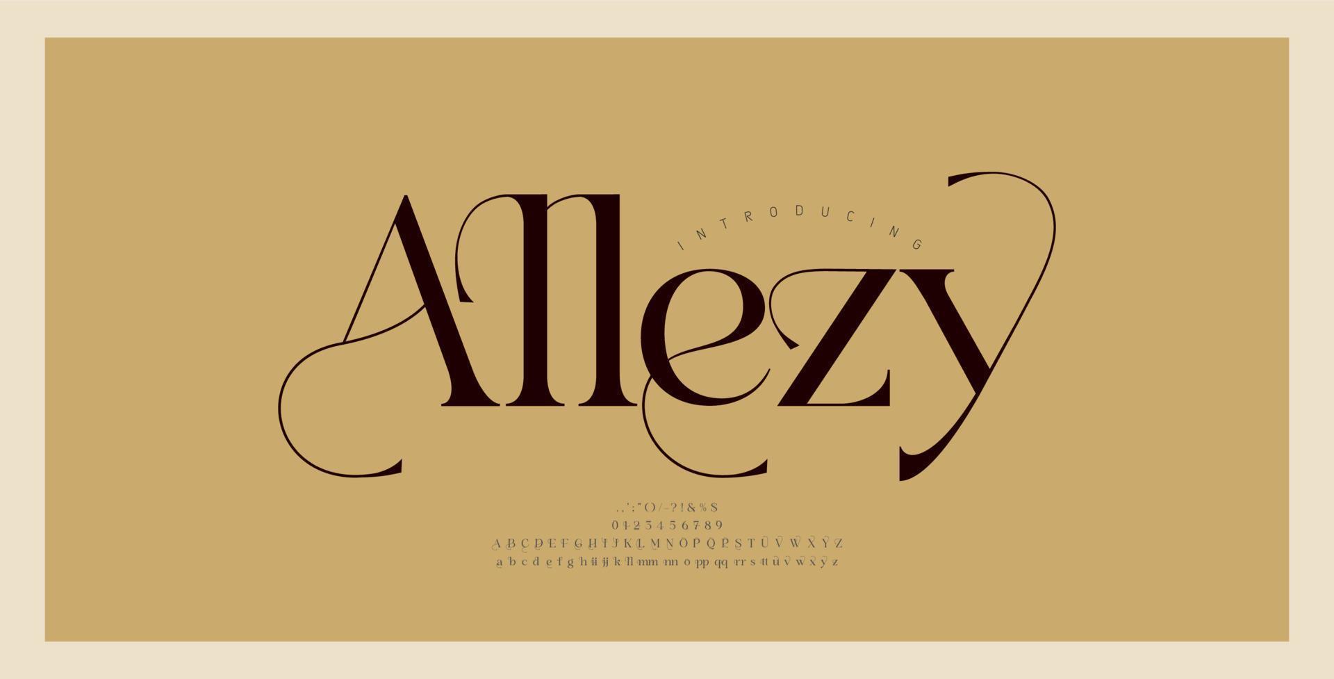 fuente de letras del alfabeto de boda de lujo con colas. tipografía elegantes fuentes serif clásicas y concepto retro vintage decorativo numérico para la marca de logotipos. ilustración vectorial vector