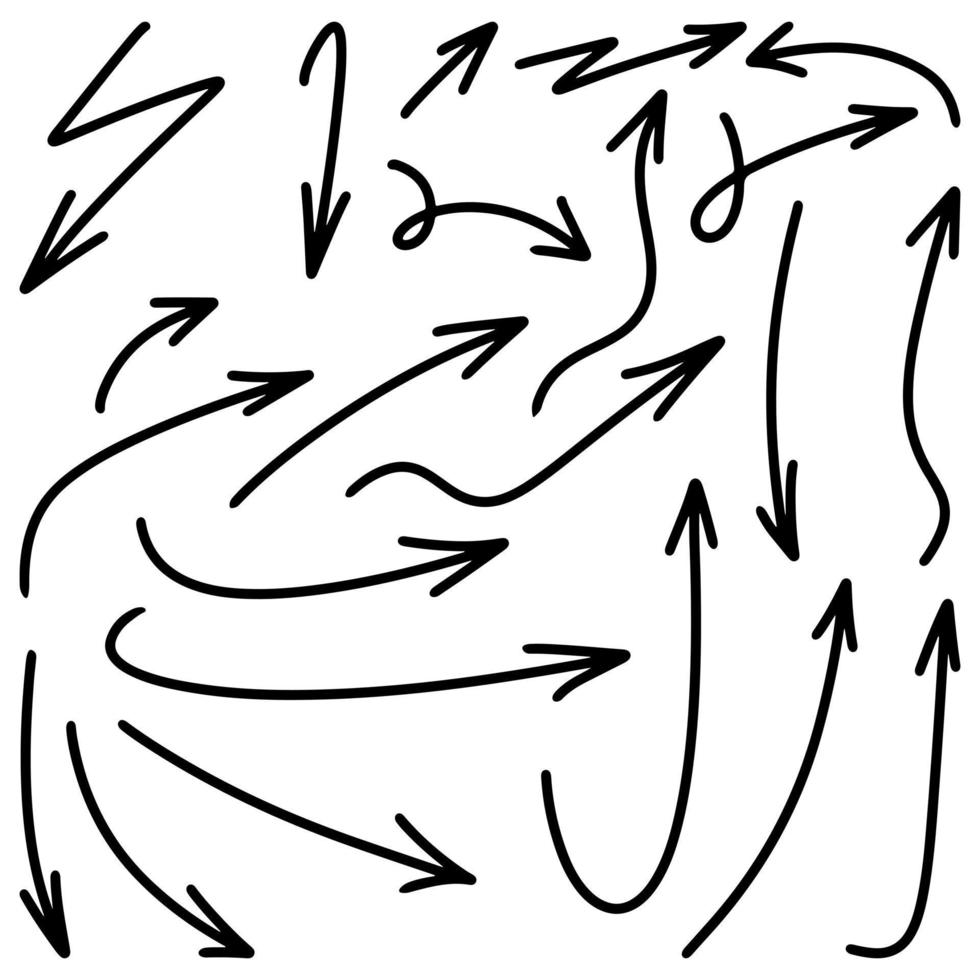 Set of Hand drawn vector arrows doodle on white background. design element vector illustration.