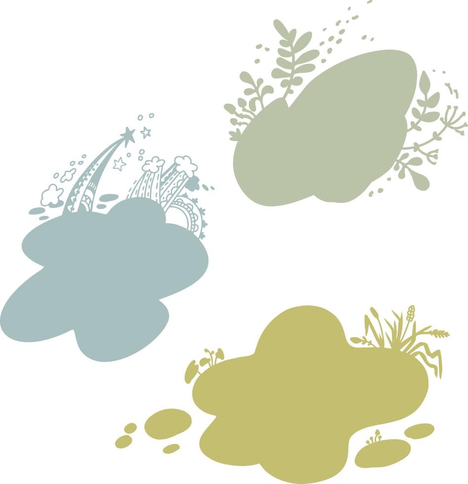 Set of small silhouettes for backgrounds with natural elements. vector