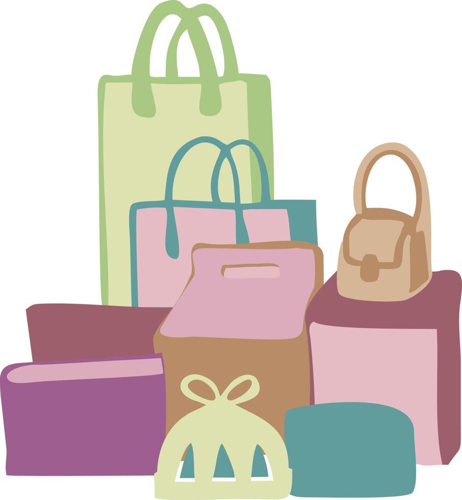 Boxes and bags with purchases. vector