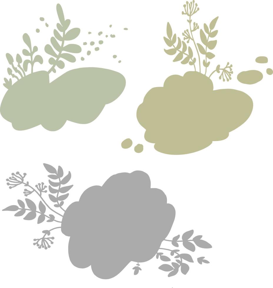 Set of small silhouettes for backgrounds with natural elements. vector