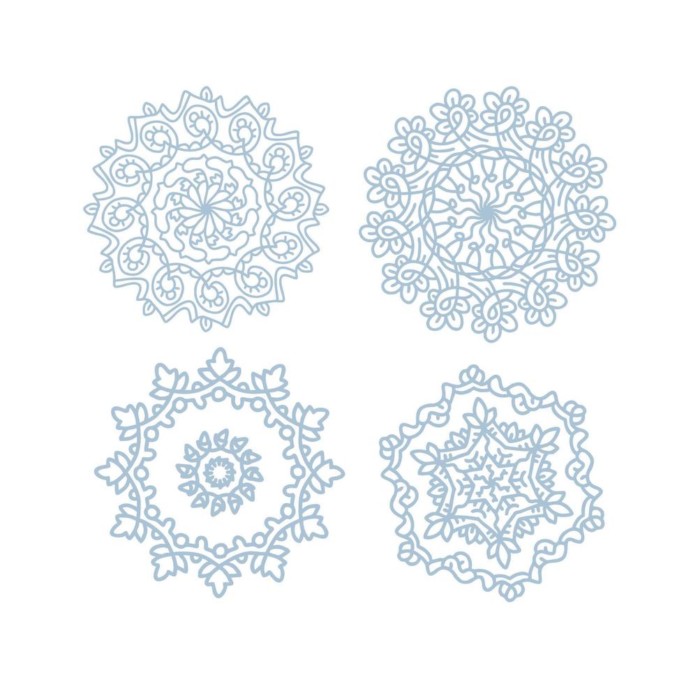 conjunto de copos de nieve decorativos calados de invierno. vector