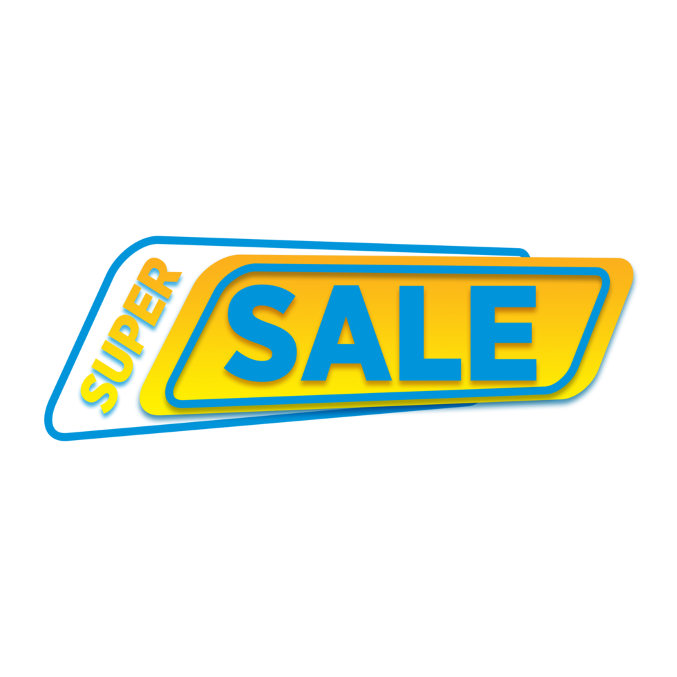 blue and yellow super sale tag promotion png