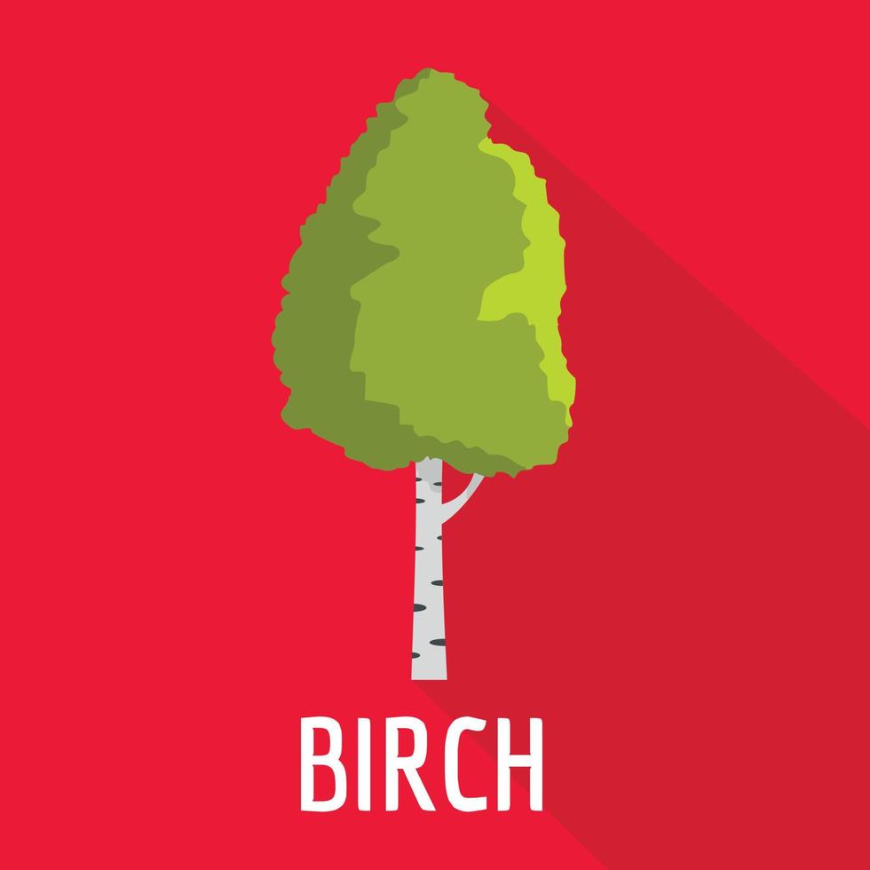 Birch tree icon, flat style vector