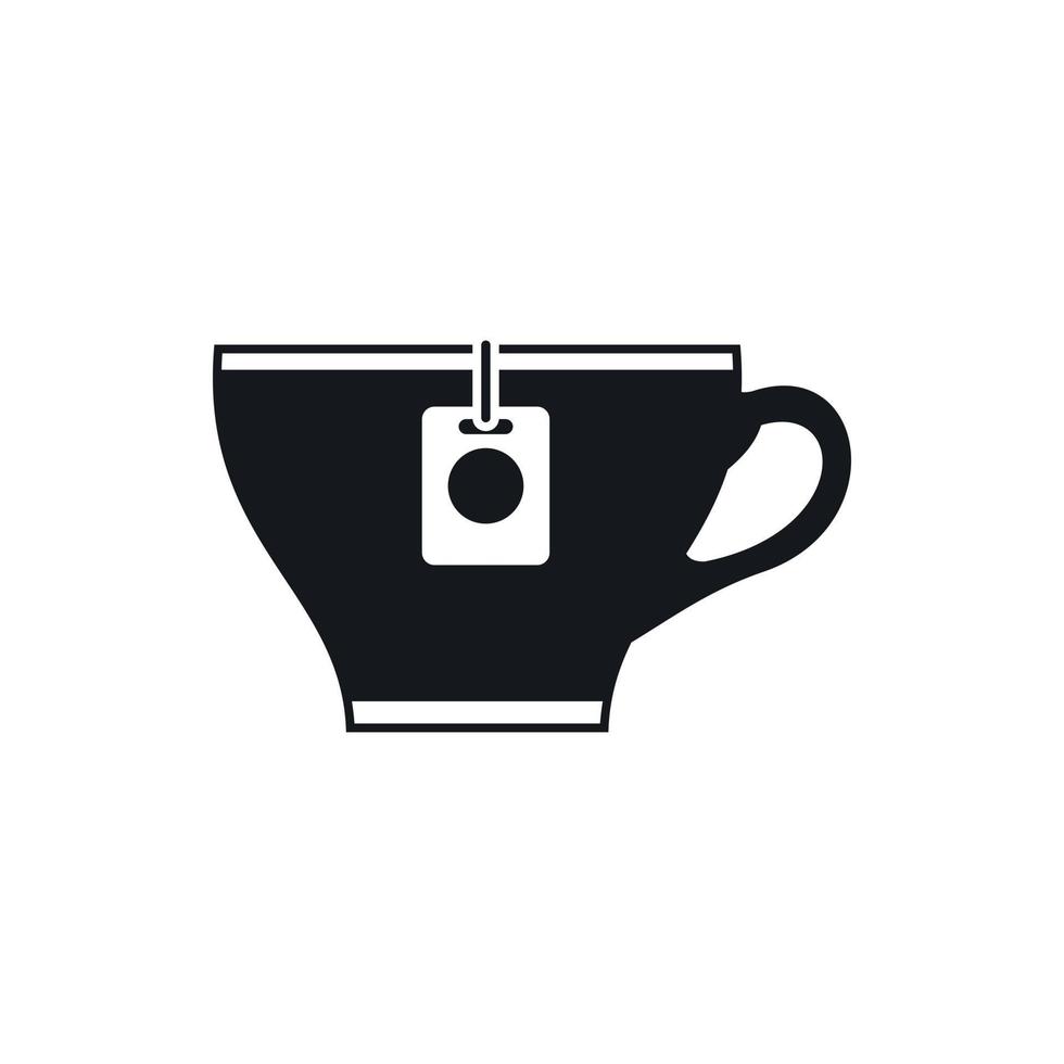 taza con icono de bolsita de té, estilo simple vector