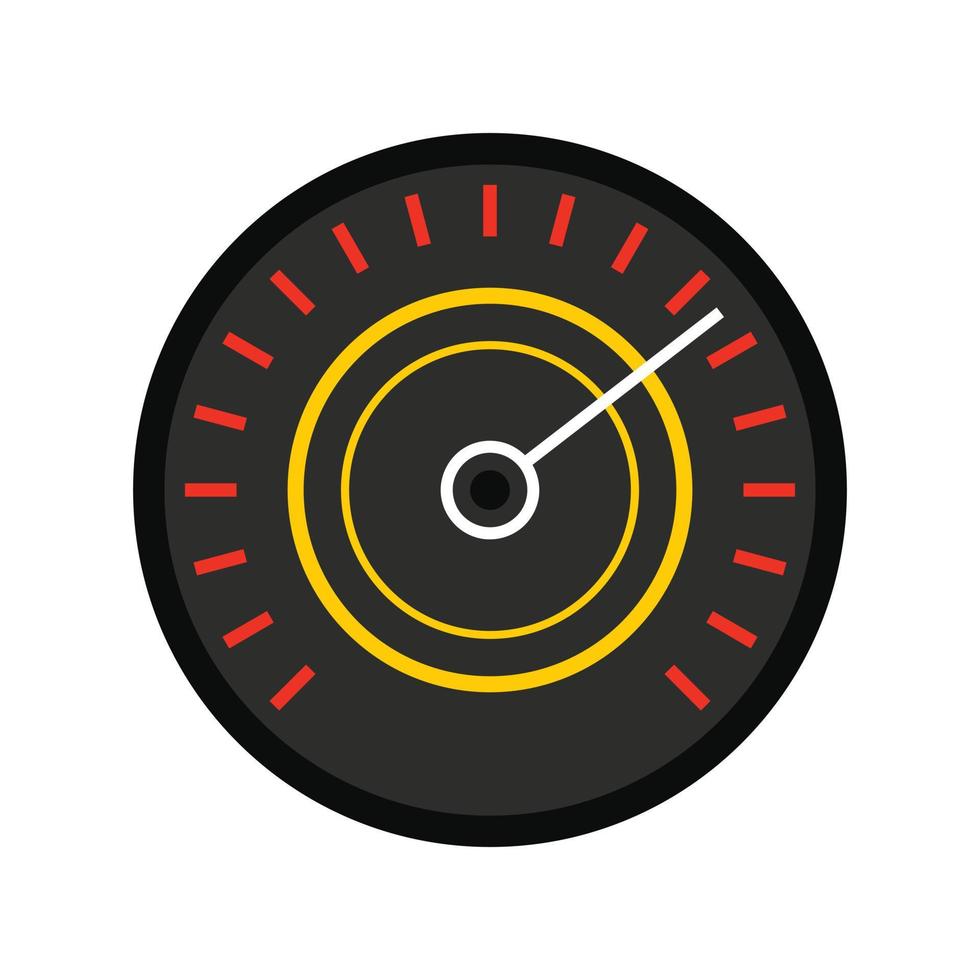 Black red speedometer icon, flat style vector