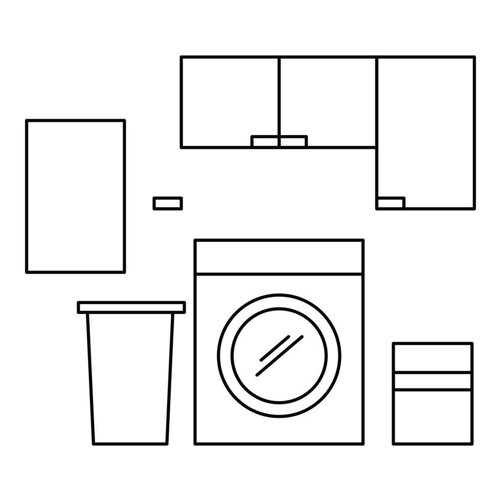 icono de la sala de lavado, estilo de esquema vector