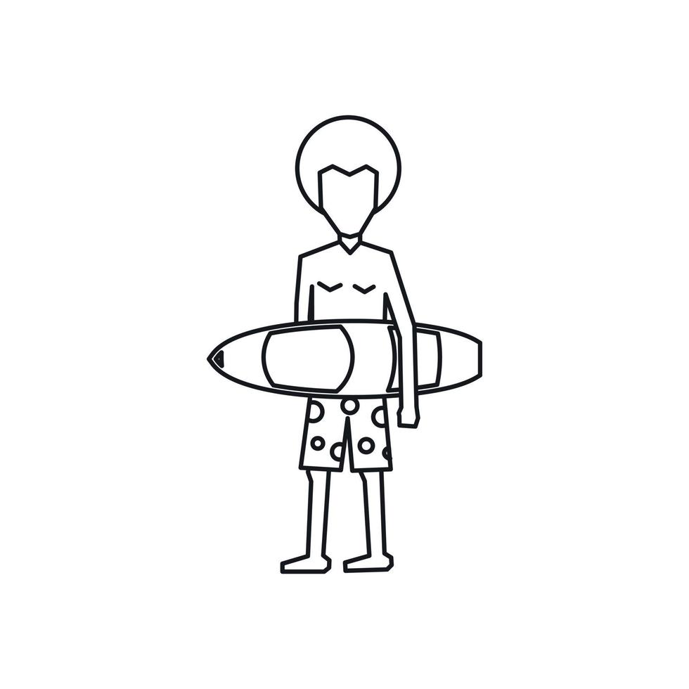 surfista con icono de tabla de surf, estilo de esquema vector