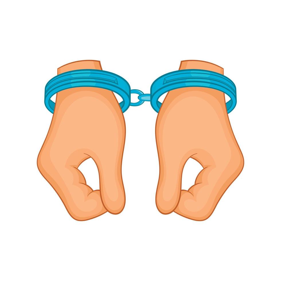 Hands in handcuffs icon, cartoon style vector