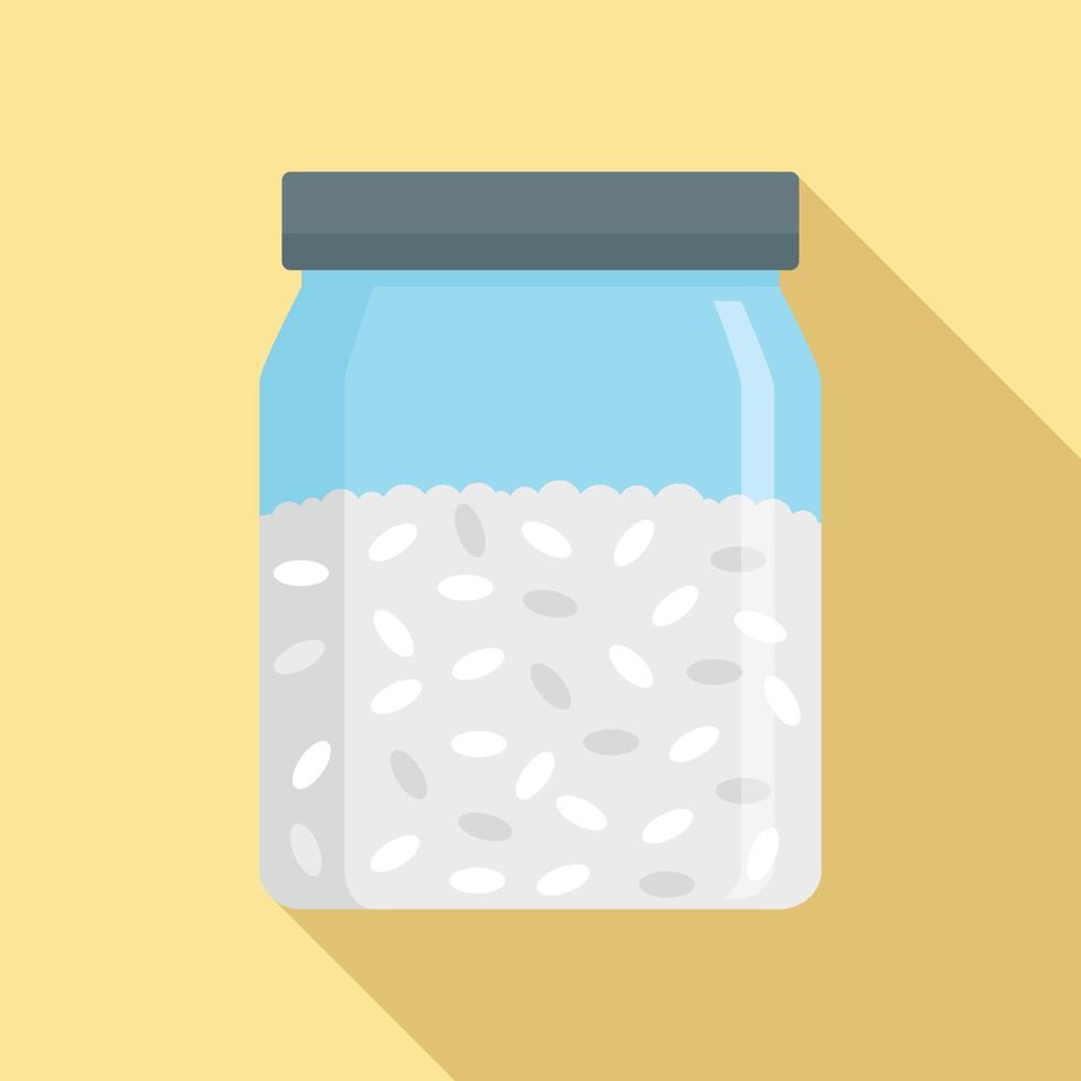 Kitchen rice jar icon, flat style vector