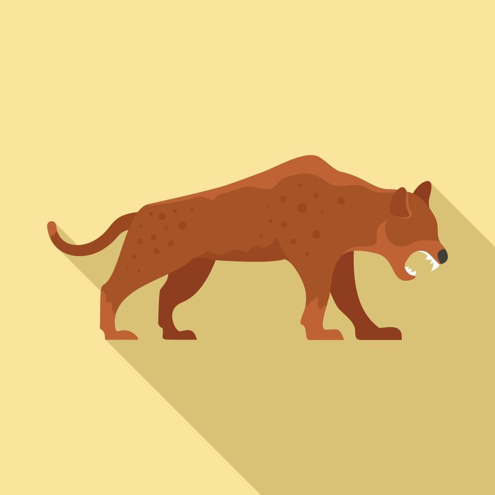 Stone age jaguar icon, flat style vector