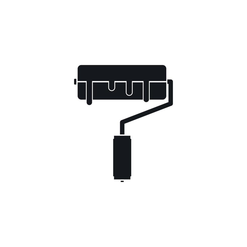 Paint roller with paint icon, simple style vector
