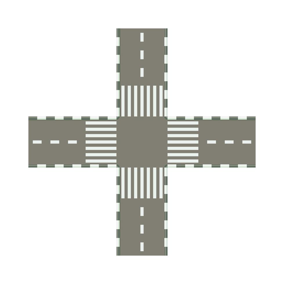 Empty road intersection icon, cartoon style vector