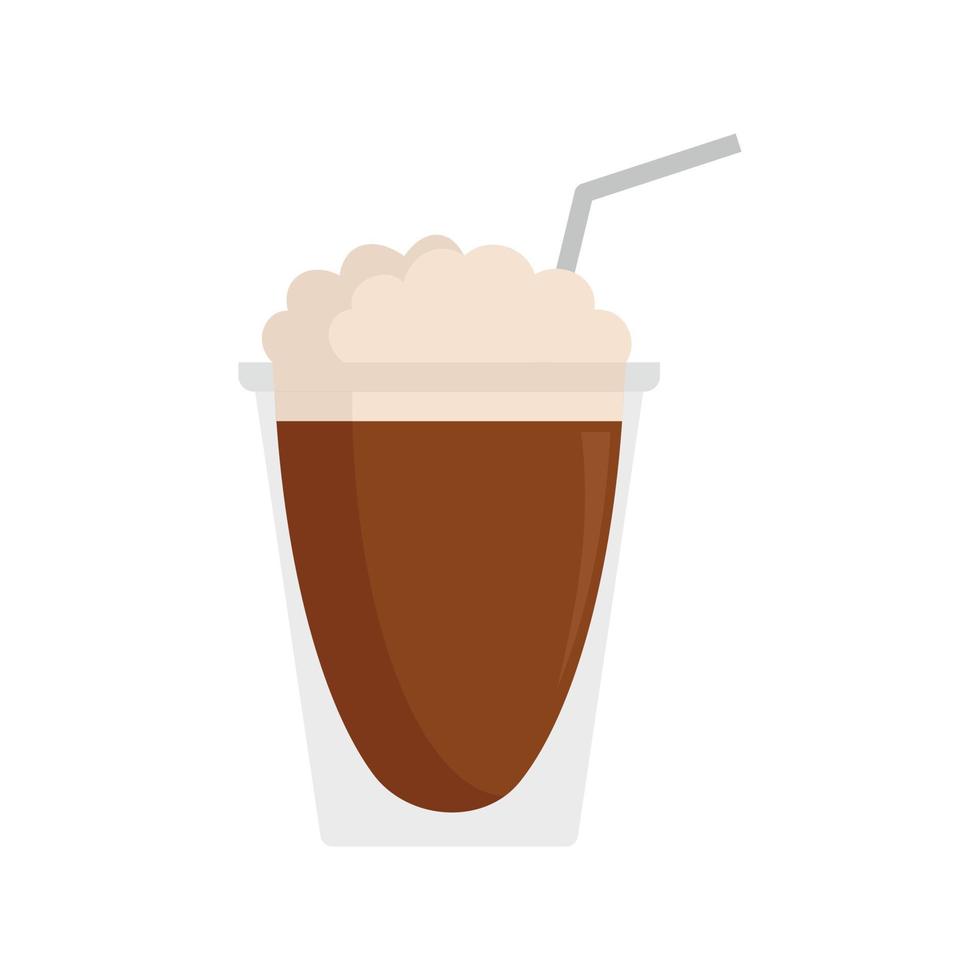 Latte plastic cup icon, flat style vector