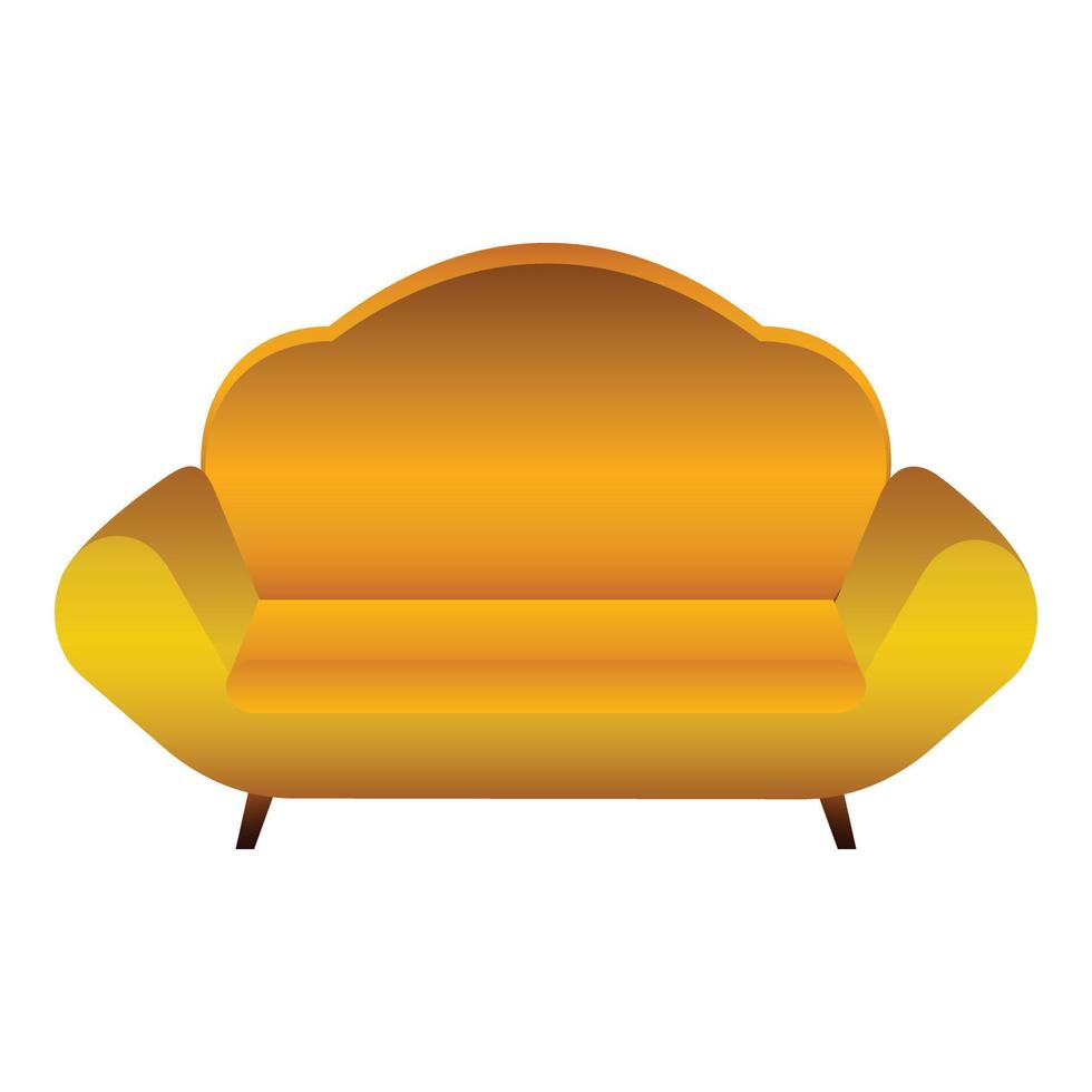 Yellow soft sofa icon, cartoon style vector