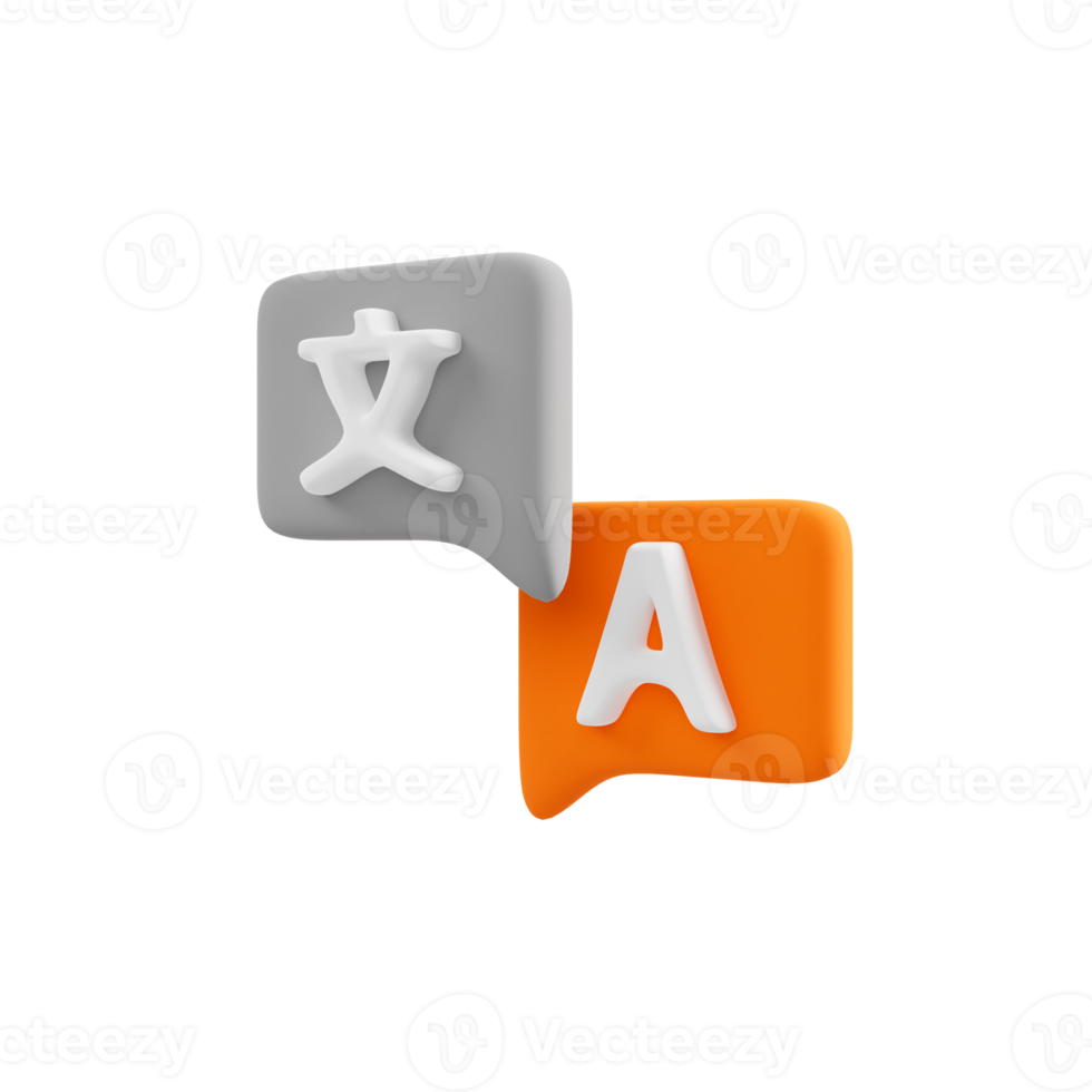 - 3d rendering of translator bubble icon illustration concept, perfect for your web and app elements. png