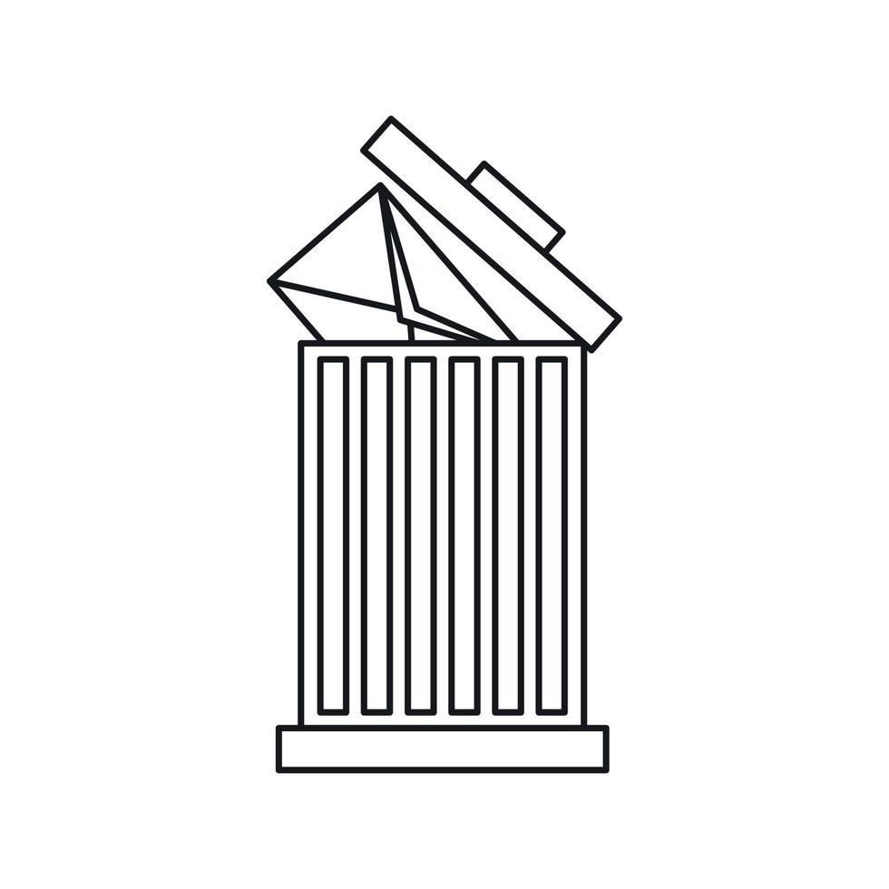 Envelope in trash bin icon, outline style vector