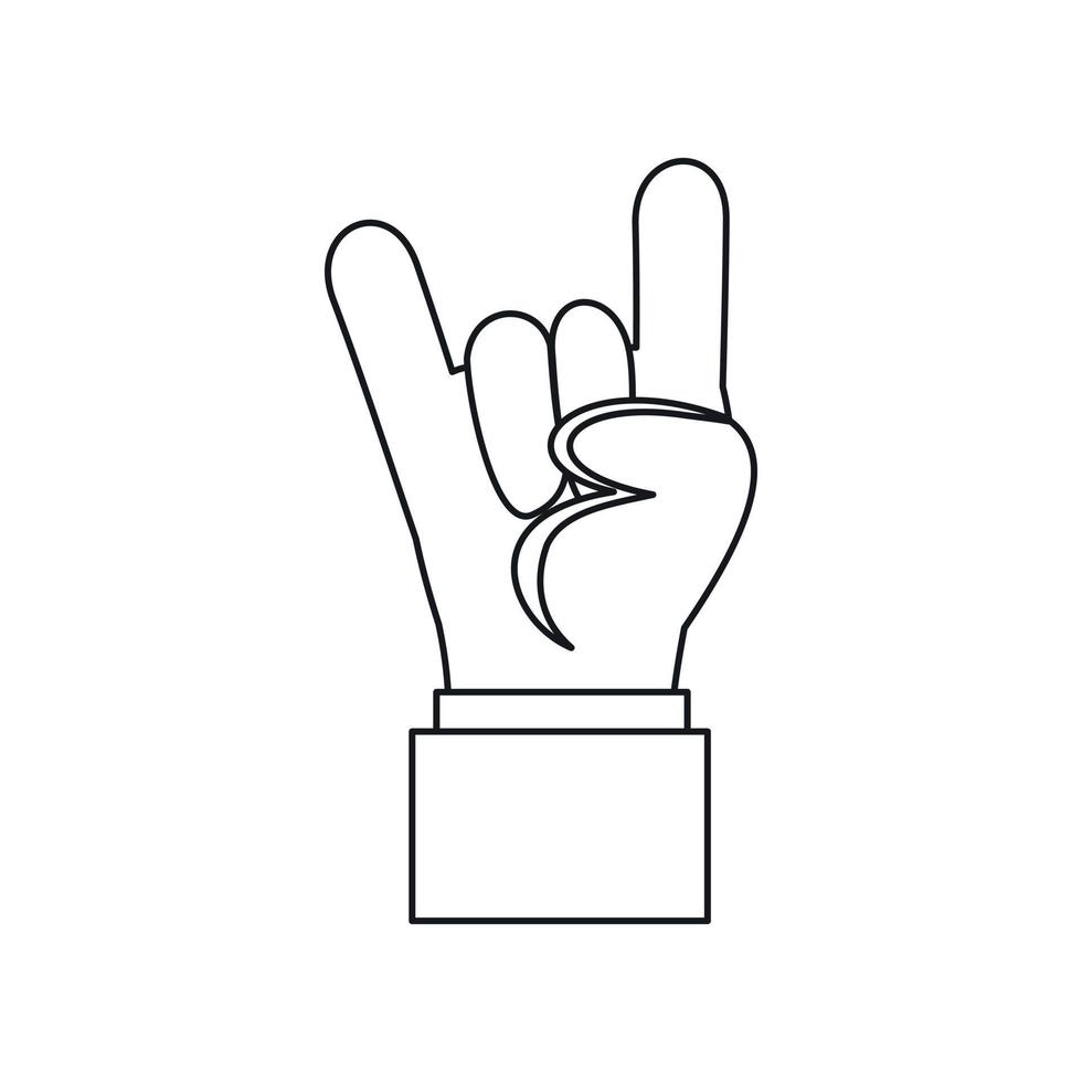 Rock and Roll hand sign icon, outline style vector