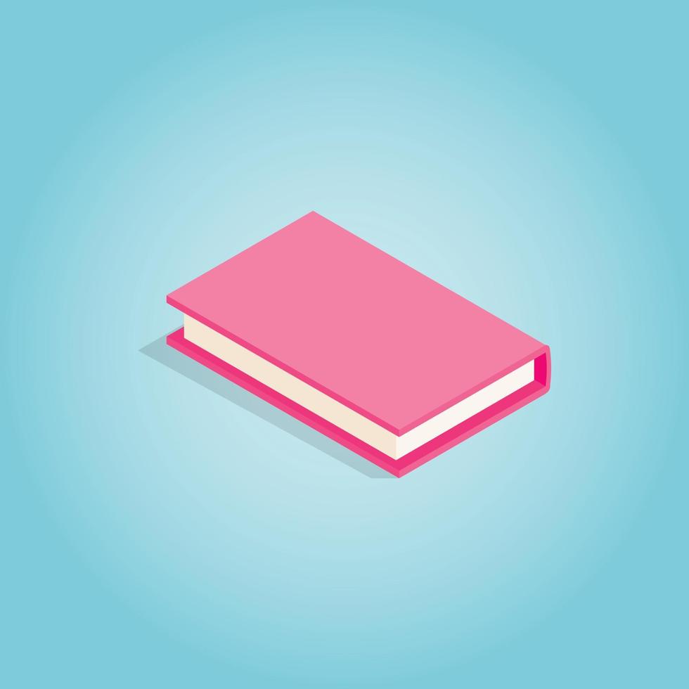 Pink book icon, isometric 3d style vector