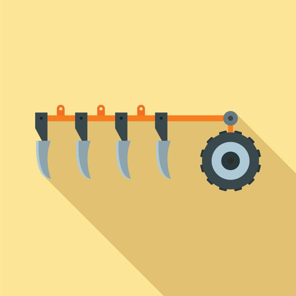 Tractor plow icon, flat style vector