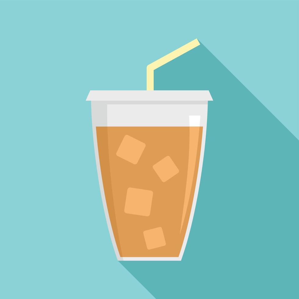 Ice cappuccino icon, flat style vector