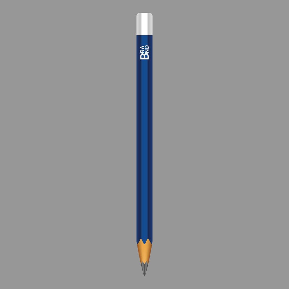 Blue pencil icon, realistic style vector
