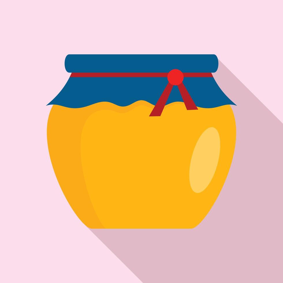 Glass jar of honey icon, flat style vector