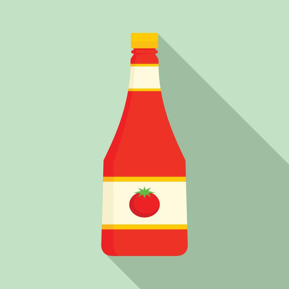 Natural ketchup bottle icon, flat style vector