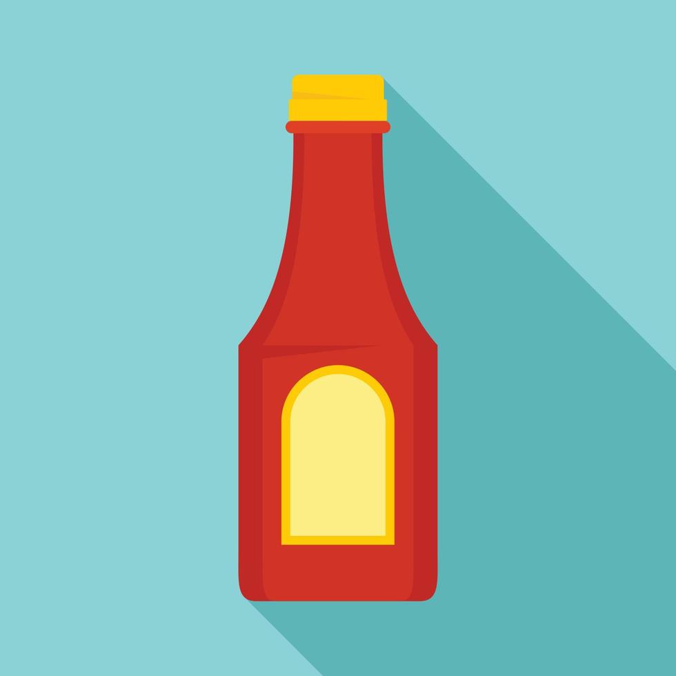 Tomato ketchup bottle icon, flat style vector