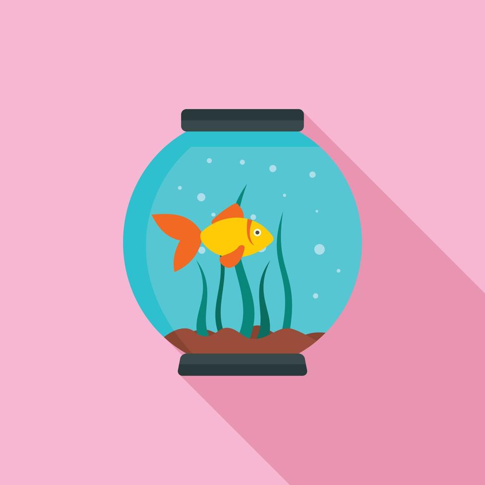 Small aquarium icon, flat style vector