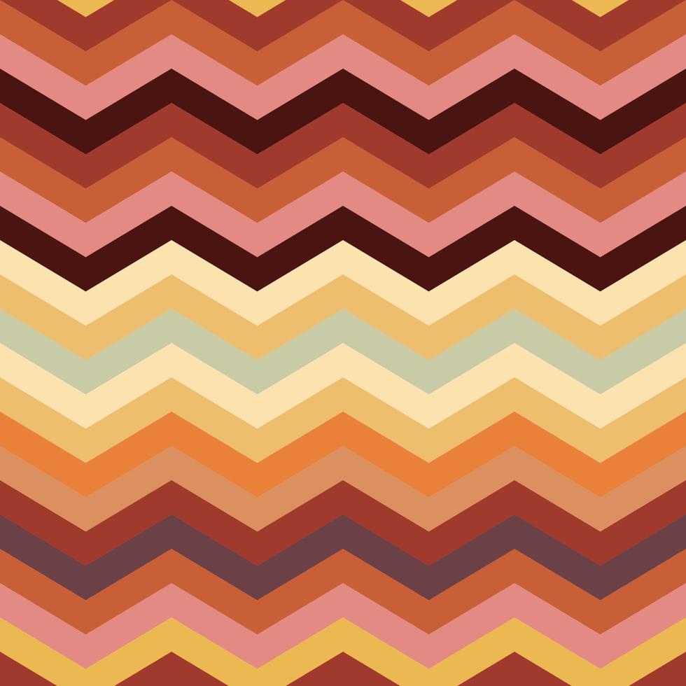 colores cálidos en zigzag sin costuras y texturas de fondos de estilo retro. vector