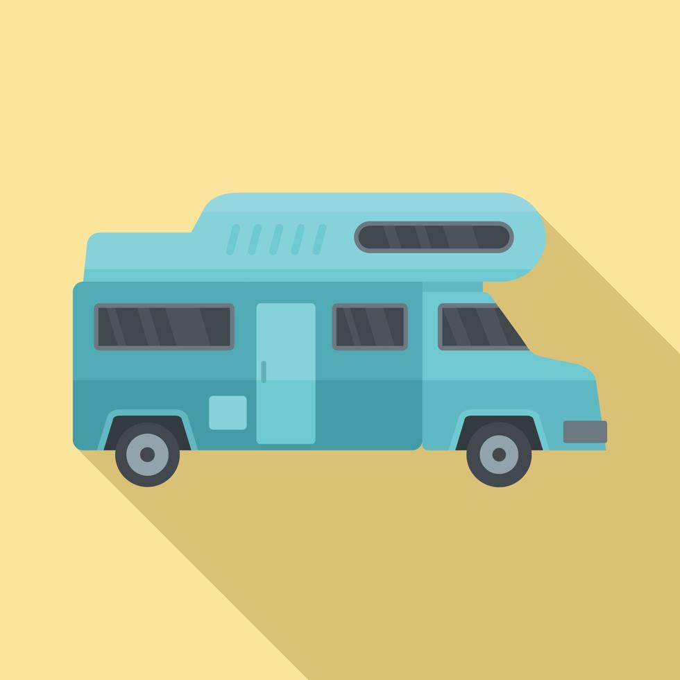 icono de camión de camping, estilo plano vector