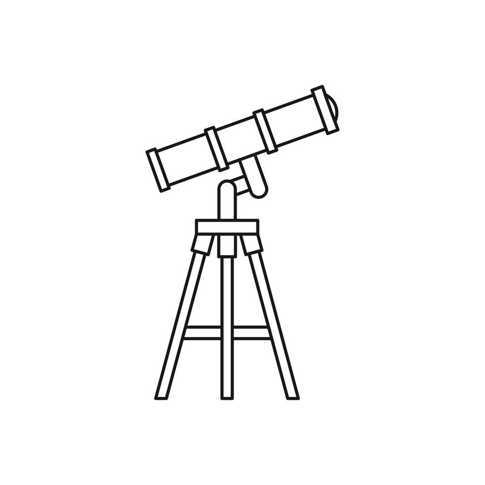 icono de telescopio en estilo de esquema vector