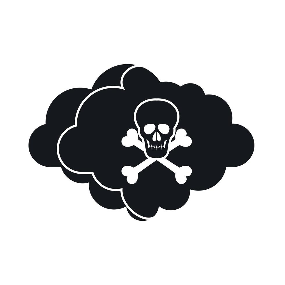Cloud with skull and bones icon, simple style vector