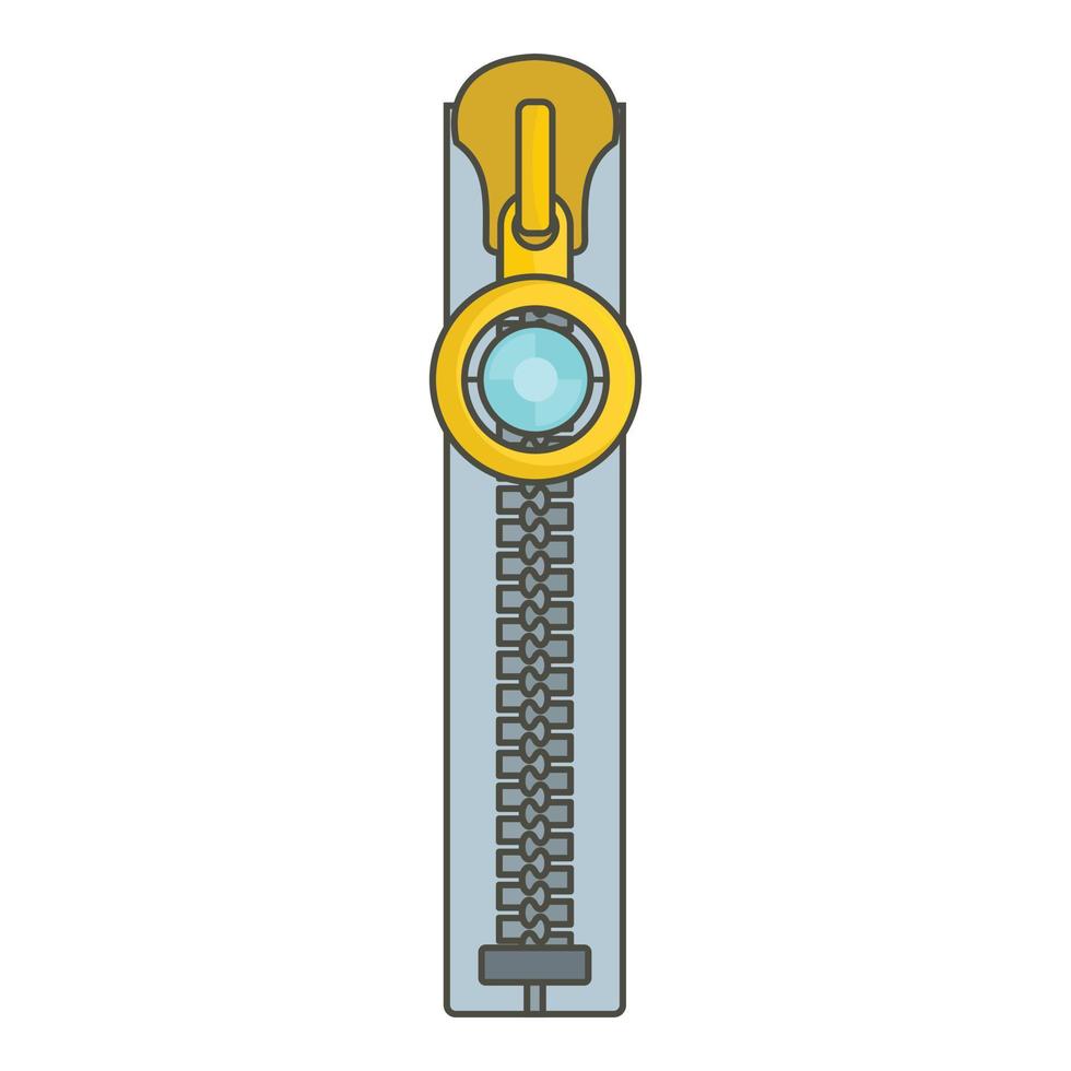 Round zip icon, cartoon style vector