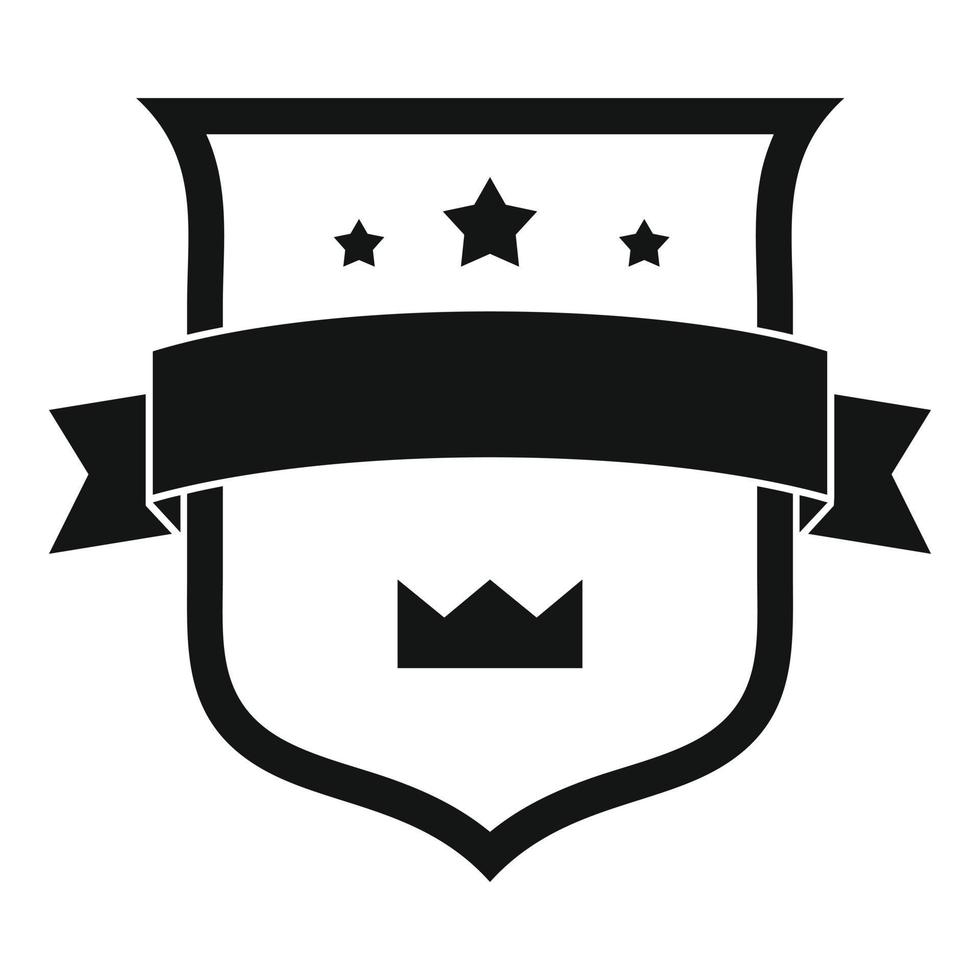 icono de la corona de la insignia, estilo negro simple vector