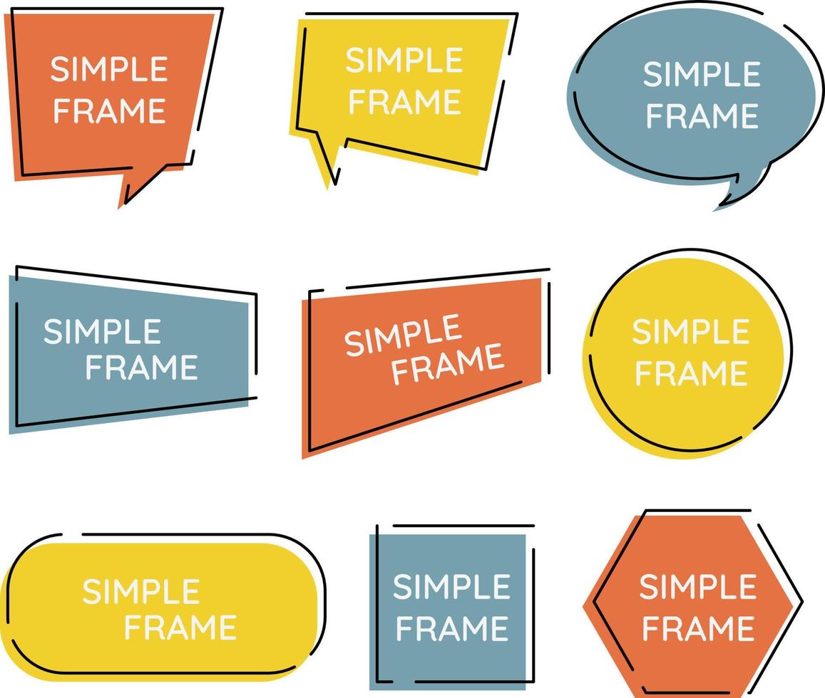 Simple speech bubbles with Outline black stroke on orange, Yellow, and blue color bubbles vector