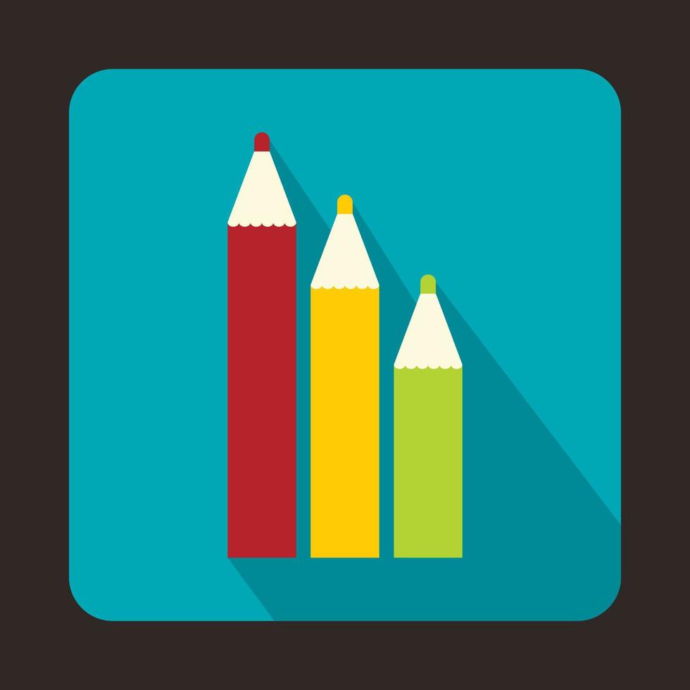 Three colored pencils icon in flat style vector