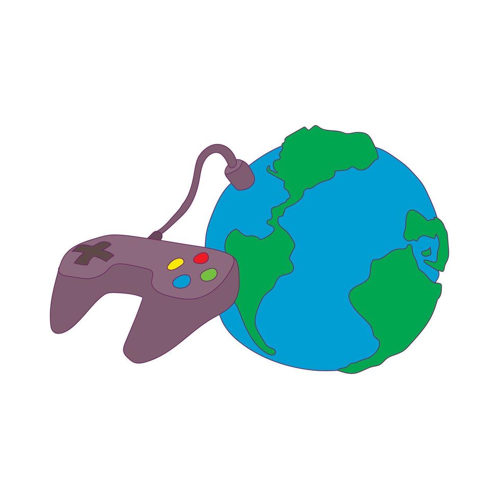 Game on network icon, cartoon style vector