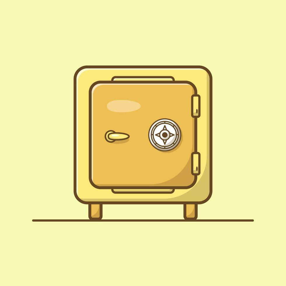 Simple cartoon illustration of a yellow money safe. Business concept vector