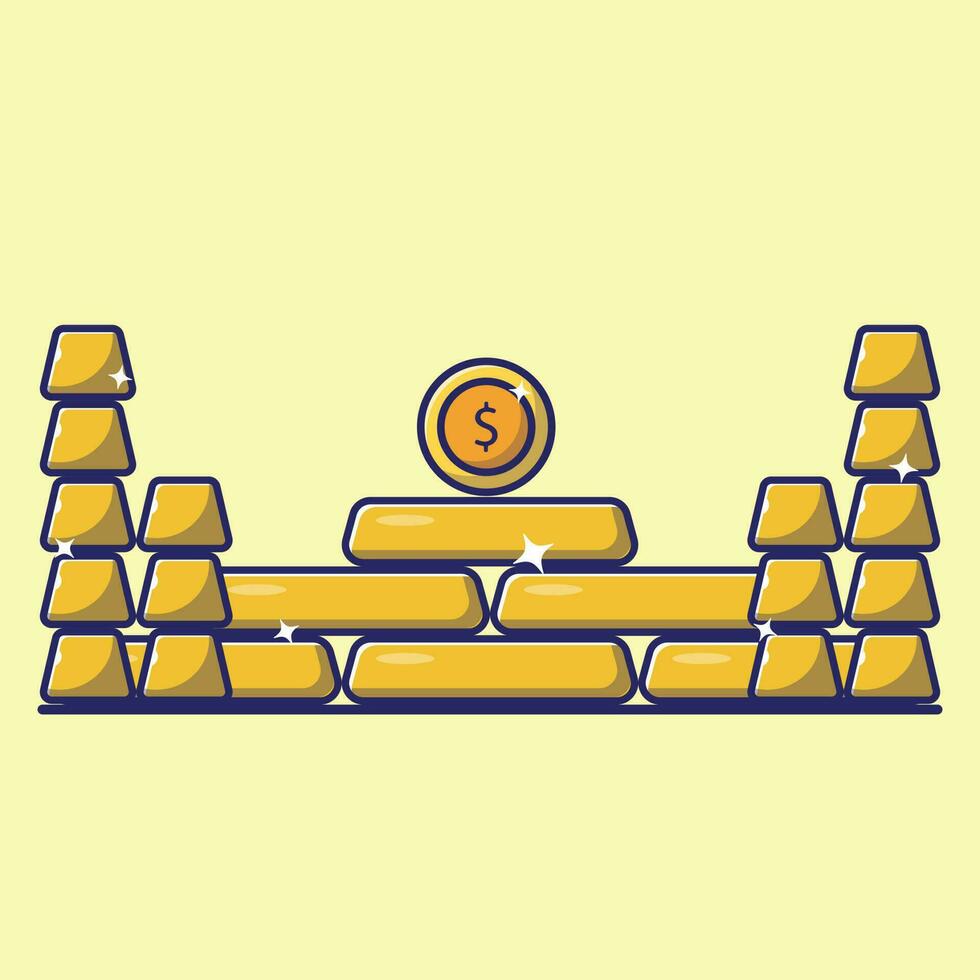 Simple cartoon illustration of a pile of gold bars. Business concept vector