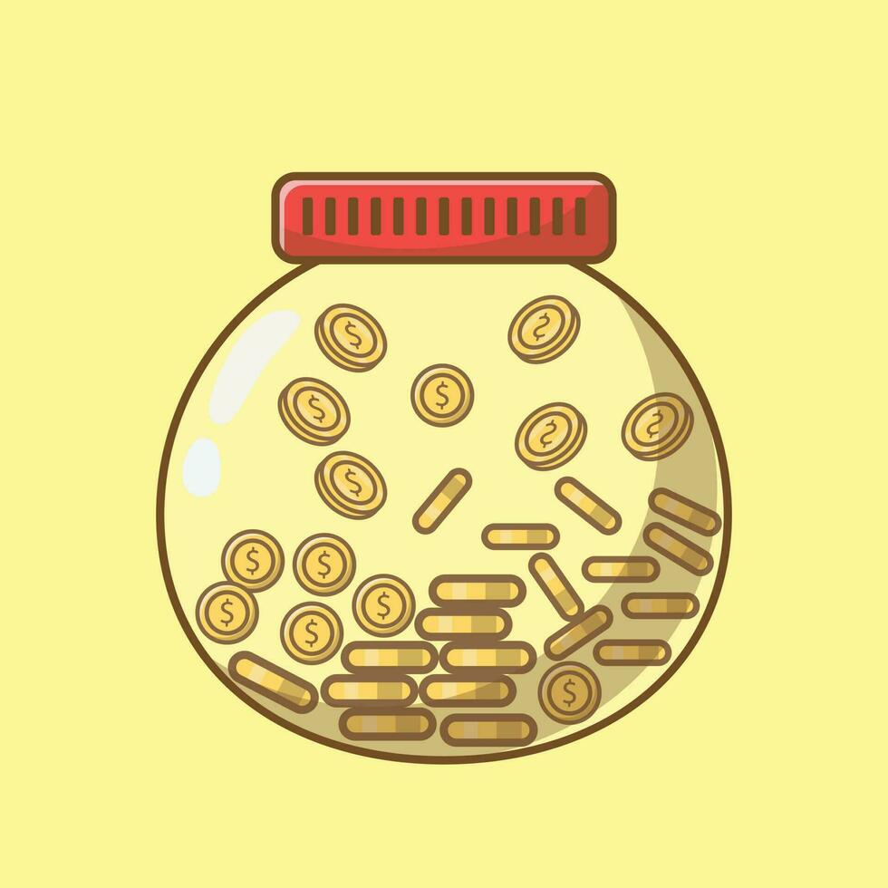 simple ilustración de dibujos animados alcancía de vidrio para monedas. concepto de negocio vector